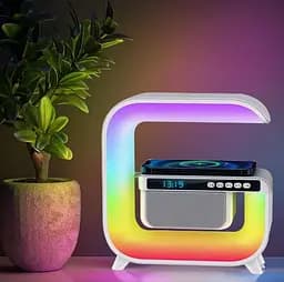 Нічний смарт XM-G3 RGB підсвічування Bluetooth з колонкою бездротовою зарядкою годинником радіо 15 Вт - мініатюра 3