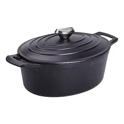 Гусятниця чавунна з кришкою 3 л Ø22 см казан для тушкування та запікання Yiwu HP-1-11-BLACK