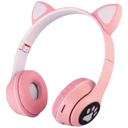 Детские наушники Cat MZ-023 Bluetooth RGB подсветка FM microSD с кошачьими ушками розовый
