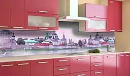 Вініловий кухонний фартух Старовинний замок наклейка для кухні Архітектура Рожевий 60х250 см Happy Pocket Z181411