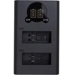 Зарядний пристрій з дисплеєм PowerPlant GoPro DL-AHDBT901 для двох акумуляторів