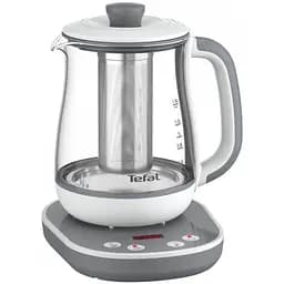 Электрочайник Tefal Tastea tea maker 1.5 л стекло заварник бело-серый kuh0015326