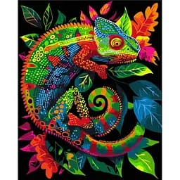 Картина по номерам "Неоновый хамелеон" Brushme BSB0023 с флуоресцентными красками 40х50 см