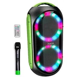 Портативна Вluetooth колонка Hoco DS33 Акустика-караоке з мікрофоном і пультом 30Вт 4500 мАч Чорний/Зелений
