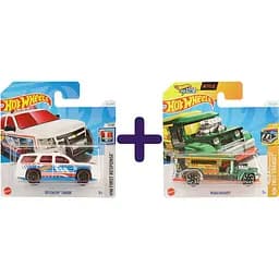Набор: Базовая машинка Hot Wheels HW First Response 07 Chevy Tahoe белая с голубым (5785) + Базовая машинка Hot Wheels HW Fast Transit Road Bandit зеленая (5785)