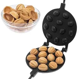 Орешница форма для выпечки 12 половинок крупных орешков на плите с антипригарным тефлоновым покрытием, ХЕАЗ Черный 81329