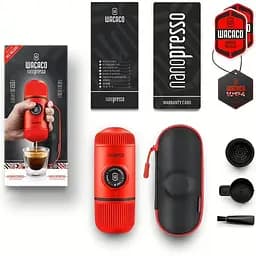 Портативна еспресо-кавоварка Wacaco Nanopresso червона з чохлом - мініатюра 2
