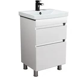 Тумба Мойдодир MoonShine 50 з умивальником Sempre 50 підлогова Білий