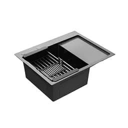 Кухонна мийка Kroner KRP Schwarze - 6350LHM PVD (3.0/1.0 мм) CV031322, Чорний - мініатюра 4