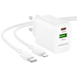 МЗП Borofone BN29 Fuente PD30W+QC3.0 (1USB-A/1C) + кабель Type-C to Lightning White - мініатюра 4