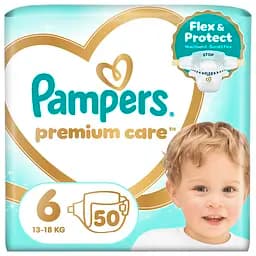 Дитячі одноразові пiдгузники Pampers Premium Care розмір 6 (13-18 кг) 50 шт.