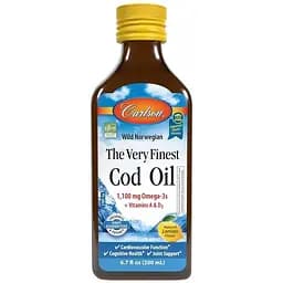 Жирні кислоти Carlson Labs The Very Finest Cod Oil 1100 мг Wild Norwegian 200 мл Лимон
