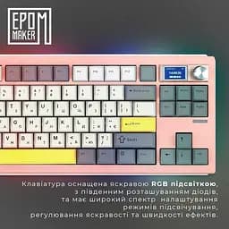 Клавіатура Epomaker Shadow-S Wisteria Linear Pink (SHS-P-WL) - мініатюра 10