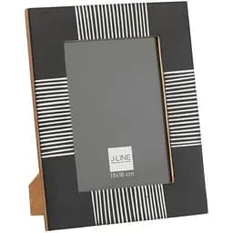 Фоторамка J-Line дерев'яна 13х18 см чорна з білими смужками (26901)