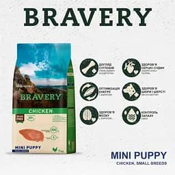 Сухий корм для цуценят дрібних порід Bravery Chicken Mini Puppy з куркою 600 г - мініатюра 4