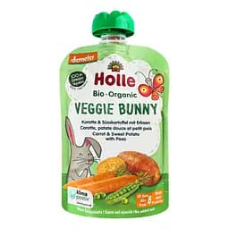 Пюре Holle Veggie Bunny, из моркови, сладкого картофеля и горошком, 100 г