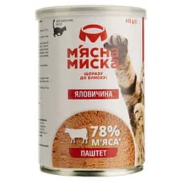 Вологий корм для дорослих котів М'ясна миска паштет м'ясний з яловичиною 415 г