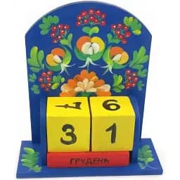 Вечный календарь Красная калина деревянная ручная роспись 15.5х14.2х6 см