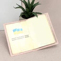 Обкладинка на паспорт шкіряна 07115 рожеві квіти - мініатюра 2