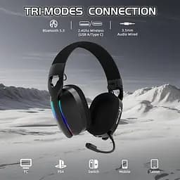 Attack Shark L90 Wireless Gaming Headset — бездротова Bluetooth-гарнітура з мікрофоном для геймерів, Чорний - мініатюра 2