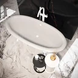 Ванна окремостояча глянцева Amidicon Olimpia 180x90 біла з литого каменю білі ніжки OLIMPIA_180_nizhk_HL, Білий - мініатюра 5