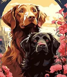 Набор для росписи по номерам Пара песиков, Strateg, 30x40 см, LY09