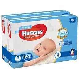 Набір підгузків для хлопчиків Huggies Ultra Comfort 3 (5-9 кг), 160 шт. (2 уп. по 80 шт.) - мініатюра 2