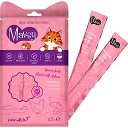 Ласощі для котів Mavsy Creamy Treats Chicken with Salmon з м’яса курки та філе лосося 75 г (5 шт. х 15 г)