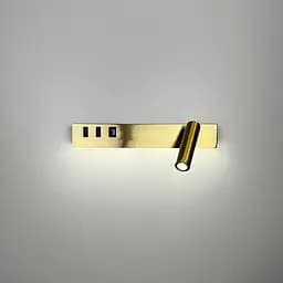 Латунне бра Line F з поворотним спотом справа + розʼєм USB Арт. WJ 028/2 L AB (лівий)