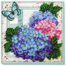 Набор-меди для вышивки бисером "Нежные гортензии" AMB-004 на натуральном полотне