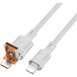 Кабель Hoco U131 Afortunado 2 в 1 зарядный кабель для передачи данных USB/Type-C к iP Серый