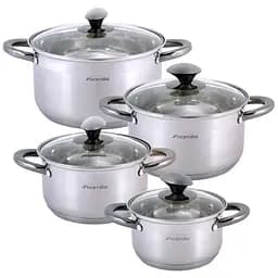 Набор кастрюль Kamille из нержавеющей стали с крышками 8 предметов (KM-4927)