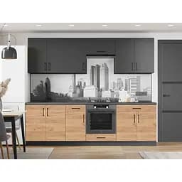 Кухня модульна Еверест Оптіма набір №6 Антрацит/Дуб крафт золотий 2,6 м (EVR-5715)