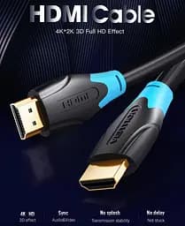 Кабель HDMI M - M, 10.0 м, V1.4, 4K/HD 60Гц, PVC type, чорний, Vention - мініатюра 7