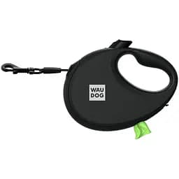 Повідець-рулетка для собак Waudog R-leash з контейнером для пакетів, світловідбивна стрічка, L до 40 кг, 5 м чорний - мініатюра 5