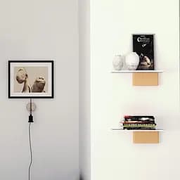 Настінна полиця Fytz Design White - Набір з 2 плаваючих полиць - Сучасні декоративні полиці для стін у вітальні - мініатюра 7