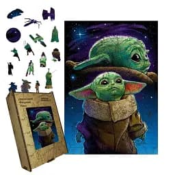 Дерев'яний фігурний пазл Мрійник Грогу, А5, Дерев'яна коробка 35 елементів