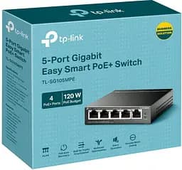 Комутатор TL-SG105MPE 5xGE (4xPoE), 120Вт, WebSmart TP-Link teh0018181 - мініатюра 6