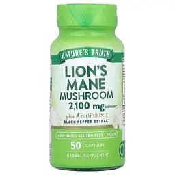 Львиная грива Nature's Truth Super Lion's Mane Mushroom plus Bioperine 2100 мг 50 вегетарианских капсул