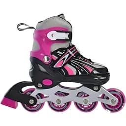 Ролики Profi A4146-S-P раздвижные, шнуровка + бакля, диаметром 64 мм, размер 31-34 фиолетовые