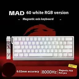 Ігрова дротова клавіатура Madlions MAD 60 HE RGB 60% Hall-Effect, Білий - мініатюра 4