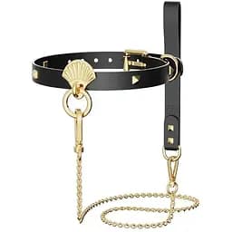 Розкішний нашийник з повідцем Zalo Collar & Leash Set Black