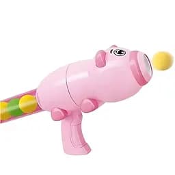 Іграшковий помповий пістолет-свинка 5007 A з 6 м'якими набоями, рожевий