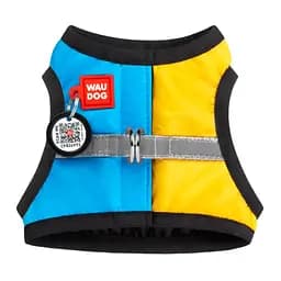 Шлея для собак м'яка Waudog Clothes з QR паспортом, Colors of freedom, S1, В 40-45 см, С 29-31 см