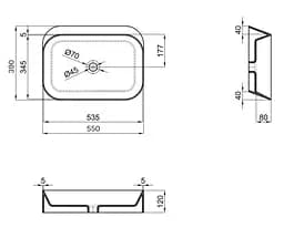 Раковина накладна Qtap Scorpio 550х390х120 мм, White, прямокутна, без донного клапана QT14112243WN - мініатюра 5