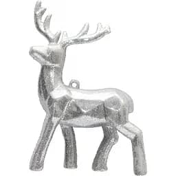 Елочная игрушка Олень Devilon 13 см серебристый пластик декоративная новогодняя фигурка (004775)