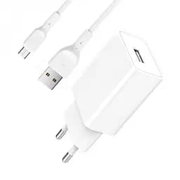 Зарядний пристрій SkyDolphin SC36V (1USB, 2.4A) White + кабель microUSB (SDMZP-000118)