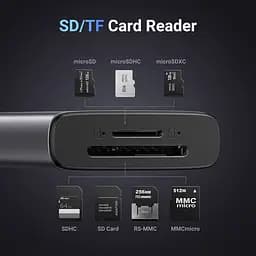 Док-станція USB3.1 Type-C --> HDMI 4K30Hz/USB 3.0x2/Type-C/SD/TF/ PD 100W CM498 7 in 1 Ugreen - мініатюра 4