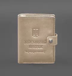 Кожаная обложка-портмоне для военного билета офицера запаса (узкий документ) Светло-бежевый