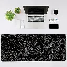 Килимок для миші та клавіатури Topographic / 80×30 см / Black - мініатюра 3